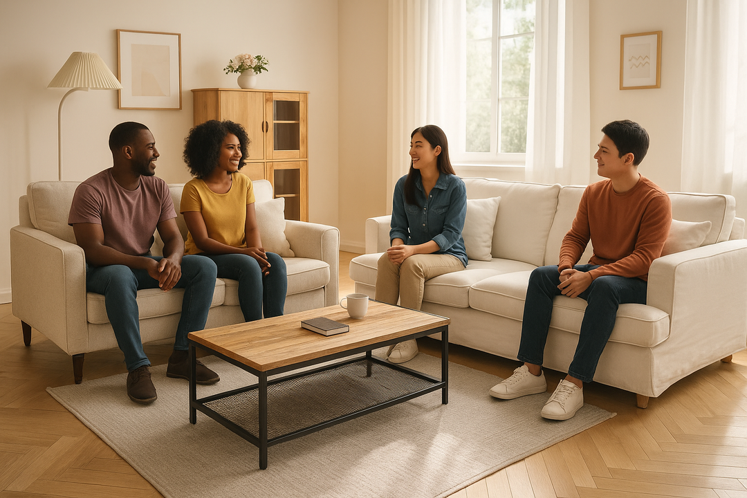 Modern Cozy Living Room Bundle – Modular Sofas, Reclaimed Coffee Table & Pine Wood Highboard