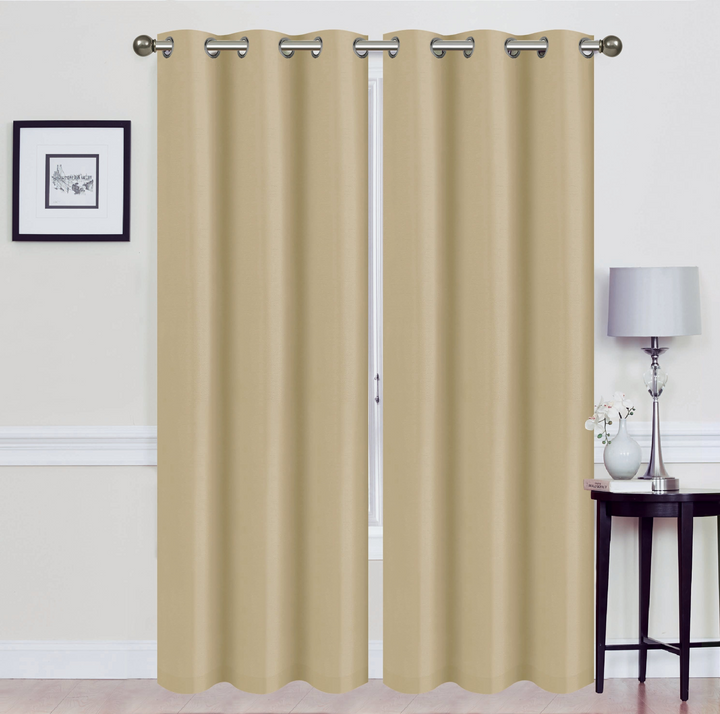 Madonna Foam-Backed Blackout Curtain Panels with Grommets - Set of 2 | Faux Silk Style