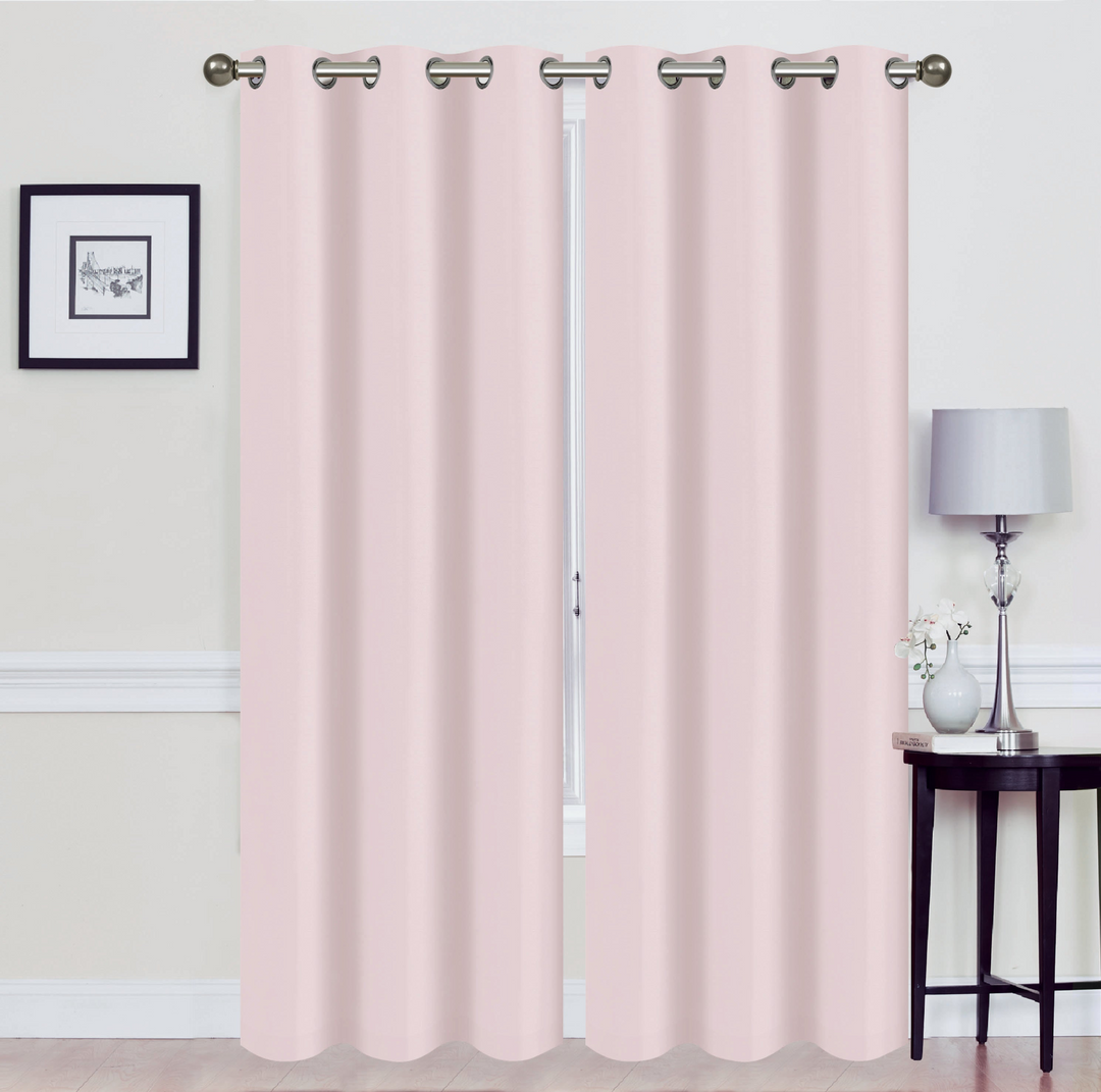 Madonna Foam-Backed Blackout Curtain Panels with Grommets - Set of 2 | Faux Silk Style