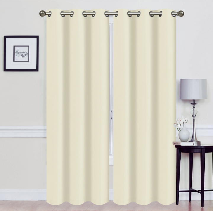 Madonna Foam-Backed Blackout Curtain Panels with Grommets - Set of 2 | Faux Silk Style