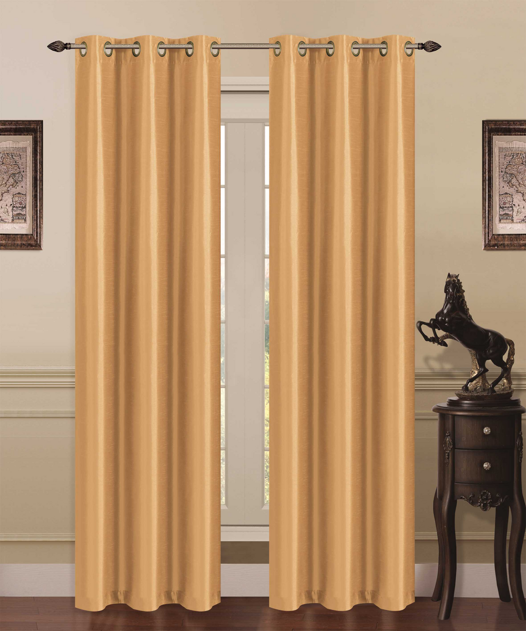 Madonna Foam-Backed Blackout Curtain Panels with Grommets - Set of 2 | Faux Silk Style