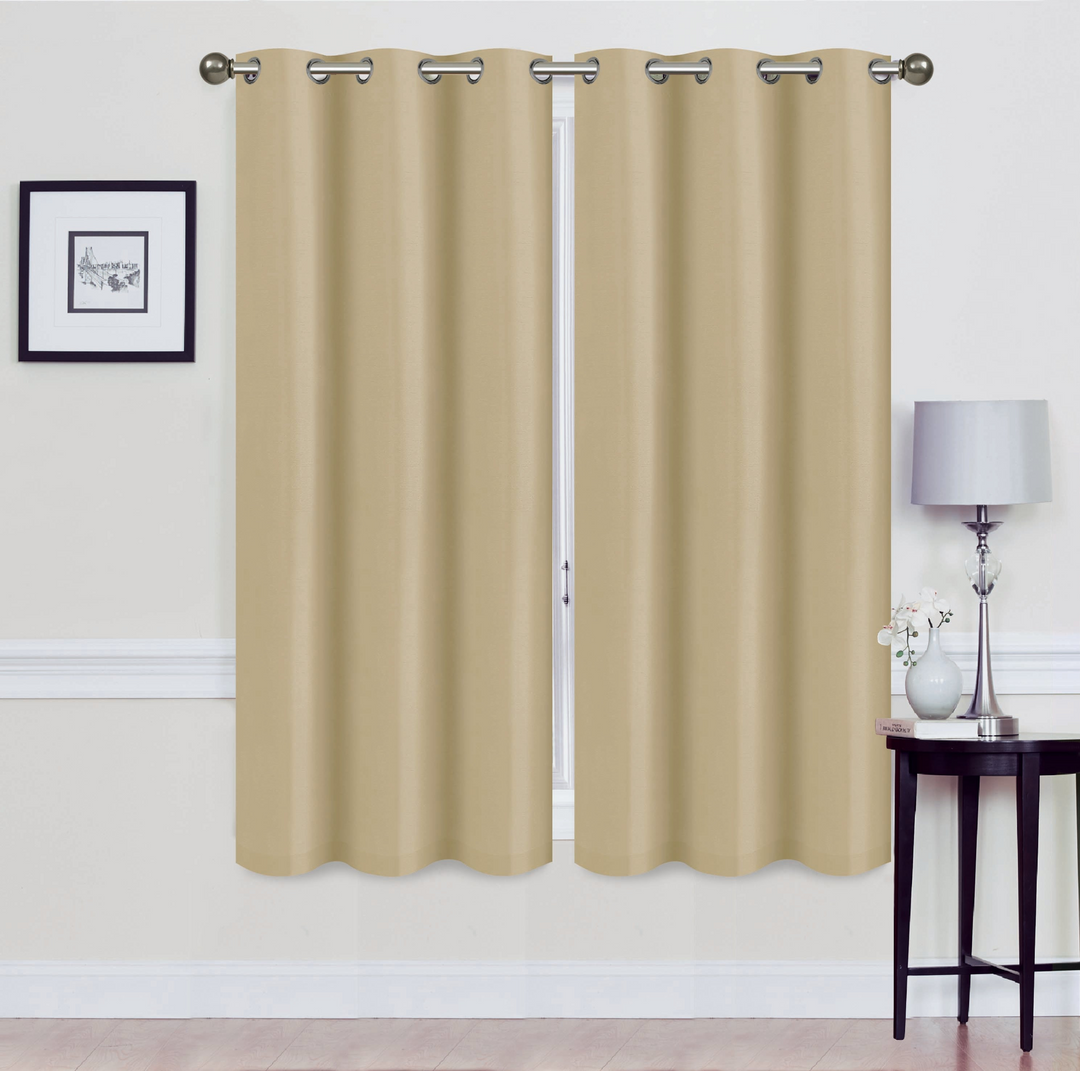 Madonna Foam-Backed Blackout Curtain Panels with Grommets - Set of 2 | Faux Silk Style