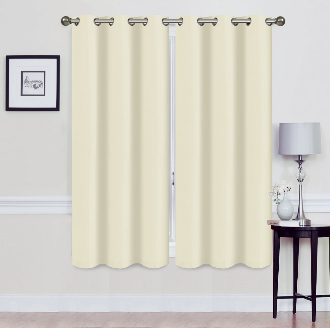 Madonna Foam-Backed Blackout Curtain Panels with Grommets - Set of 2 | Faux Silk Style