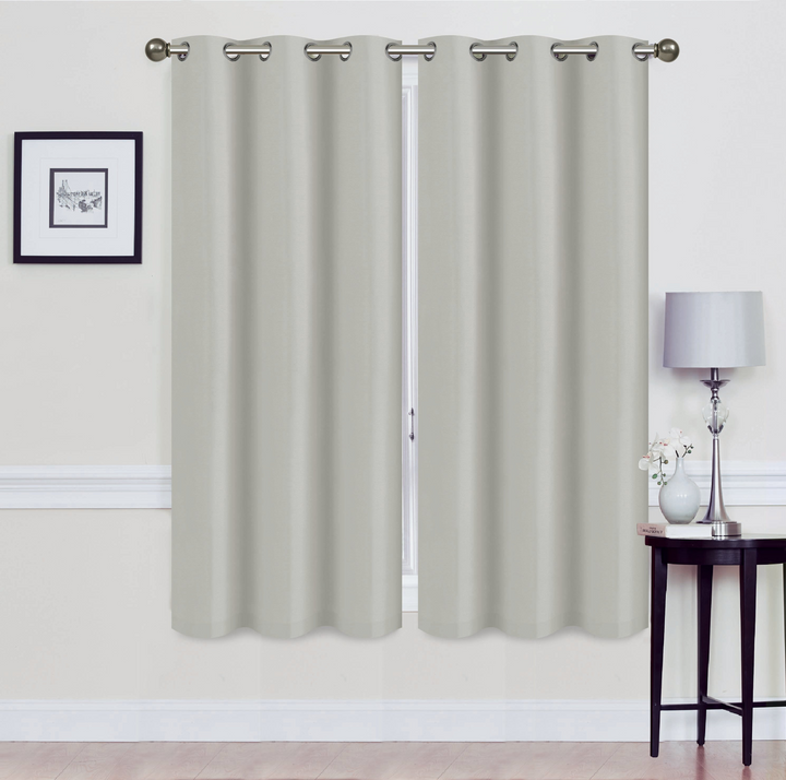 Madonna Foam-Backed Blackout Curtain Panels with Grommets - Set of 2 | Faux Silk Style