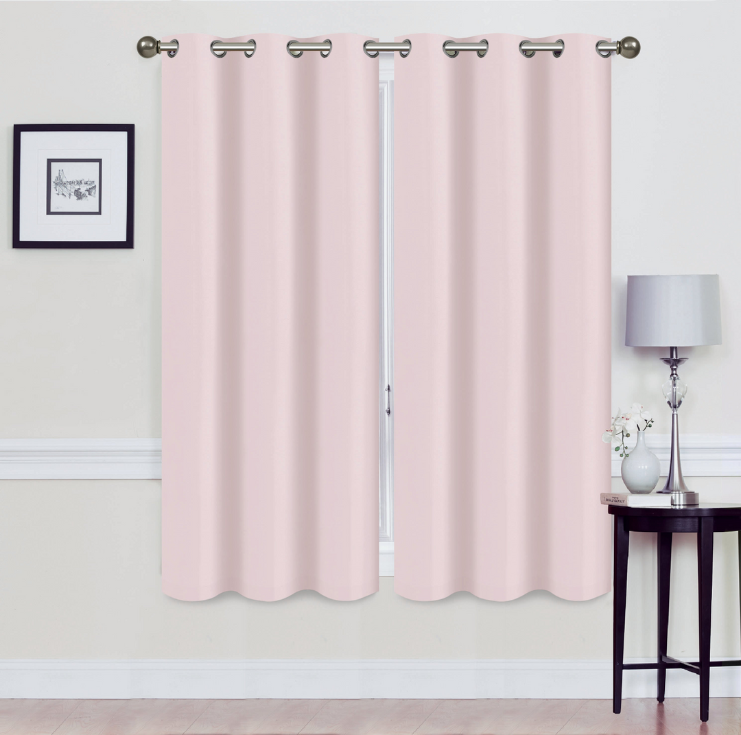 Madonna Foam-Backed Blackout Curtain Panels with Grommets - Set of 2 | Faux Silk Style