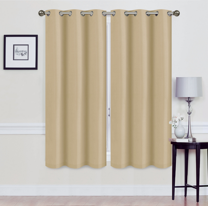 Madonna Foam-Backed Blackout Curtain Panels with Grommets - Set of 2 | Faux Silk Style