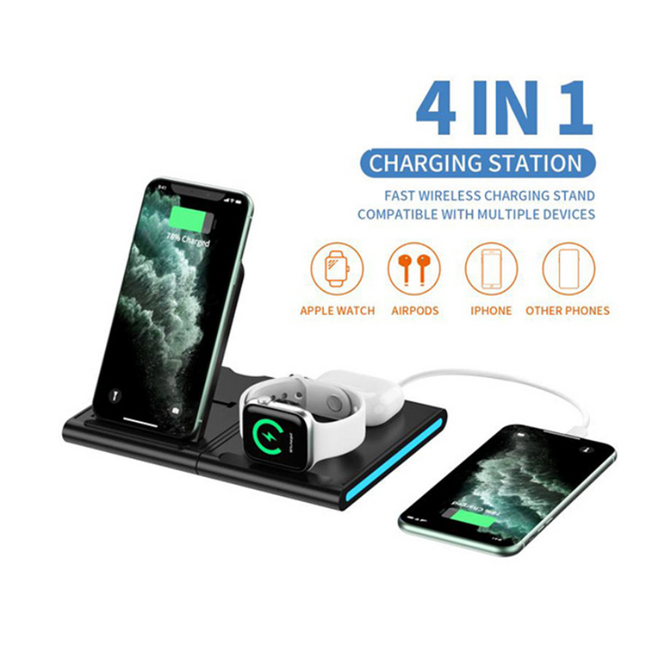 Magnetic Power Tiles 4 in 1 Wireless Charging Station - Charge Multiple Devices Simultaneously