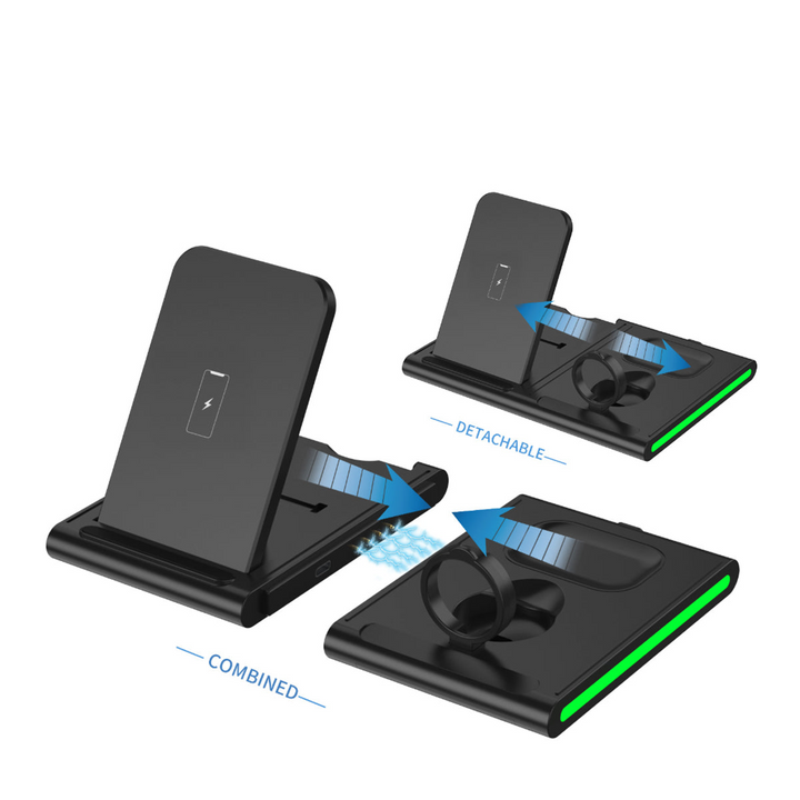 Magnetic Power Tiles 4 in 1 Wireless Charging Station - Charge Multiple Devices Simultaneously