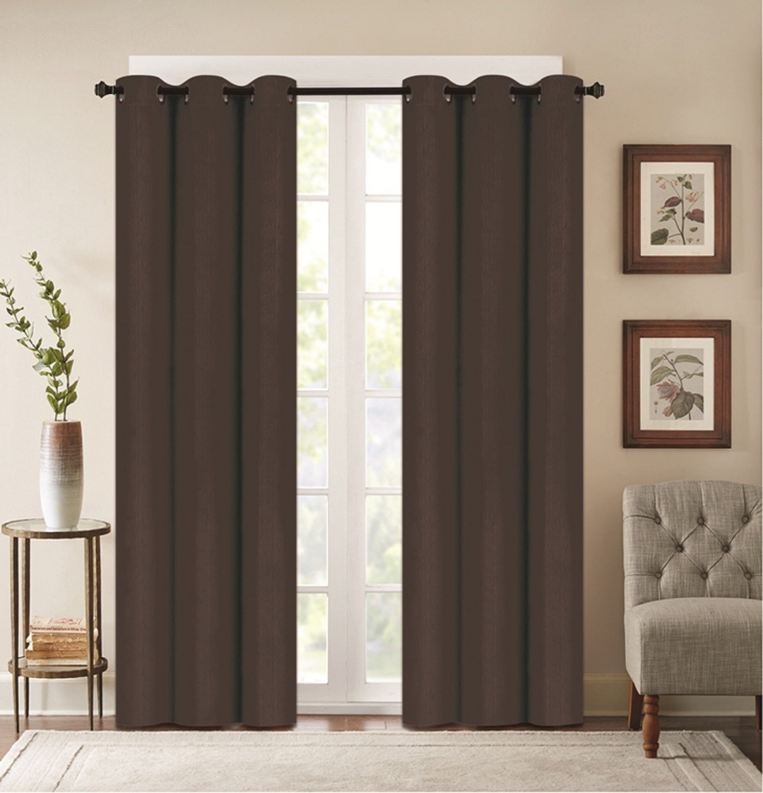 Denver Embossed Faux Silk Blackout Curtain Panel Pair - Luxurious Blackout Elegance