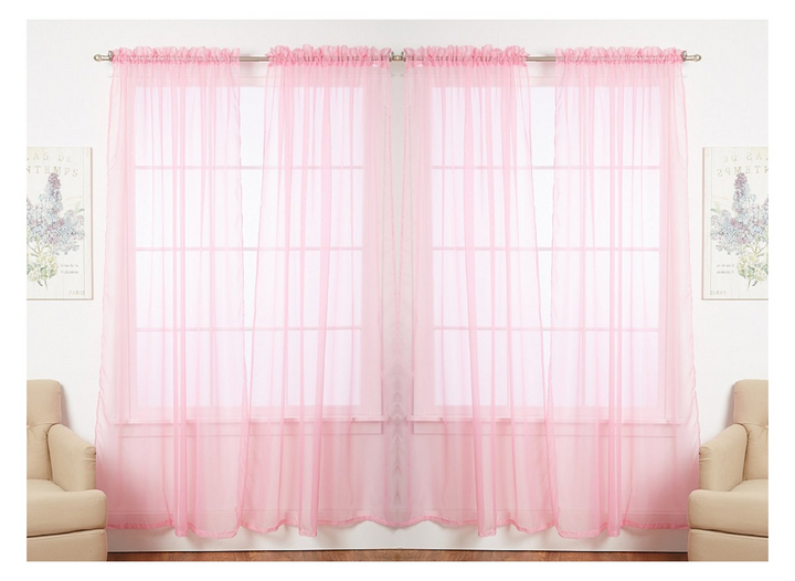 J&V TEXTILES 4-Pack Value: Solid Sheer Window Curtain Panels