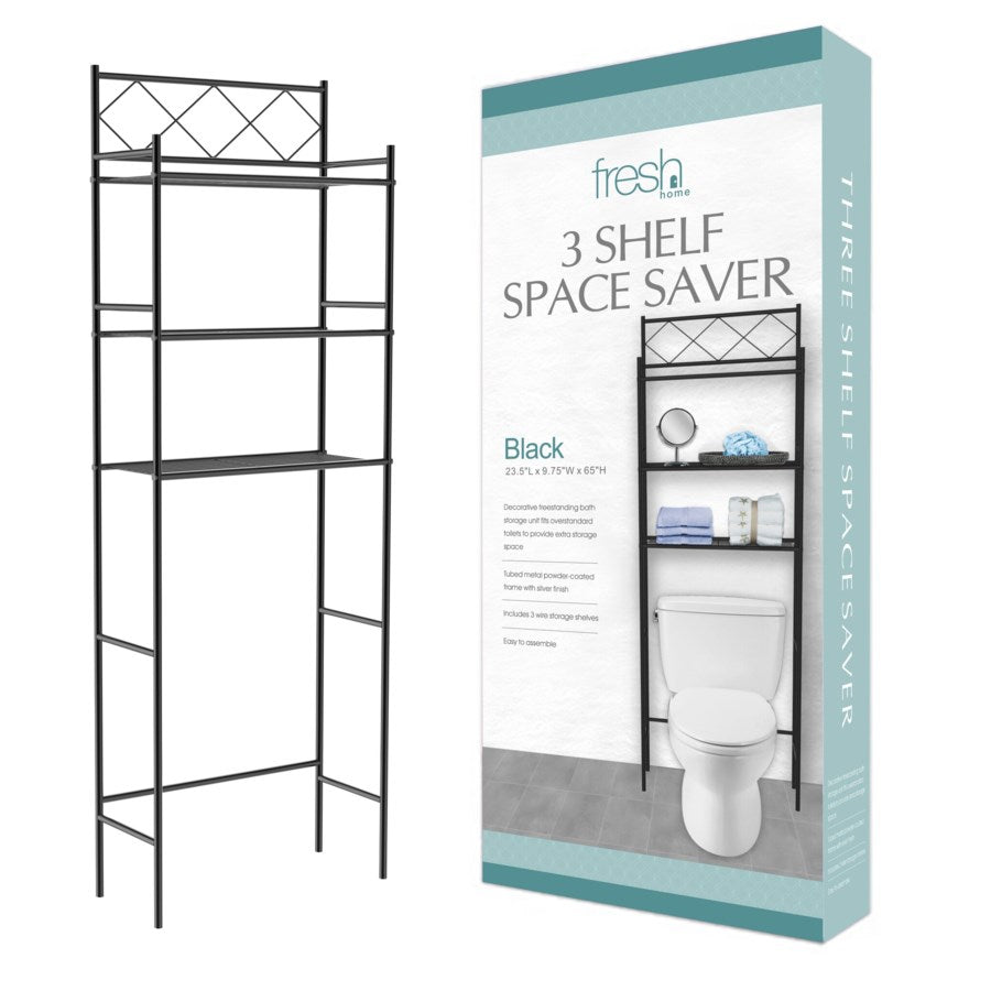 J&V TEXTILES 3-Shelf Metal Bathroom Organizer Over The Toilet, Bathroom Space Saver