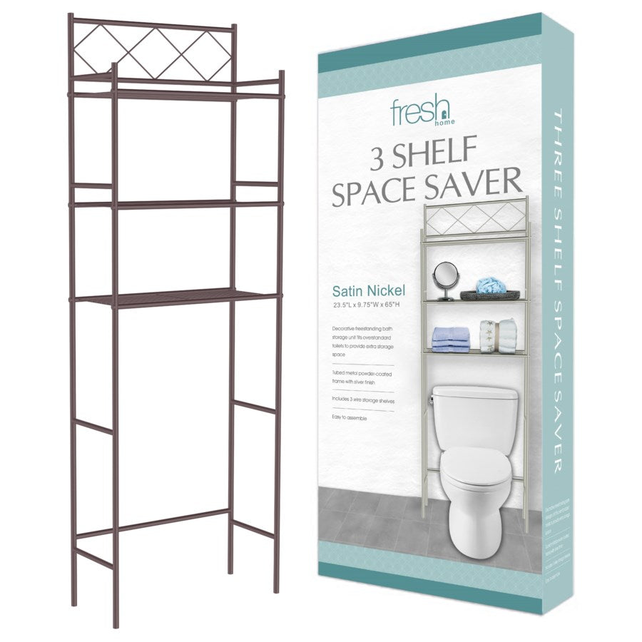 J&V TEXTILES 3-Shelf Metal Bathroom Organizer Over The Toilet, Bathroom Space Saver