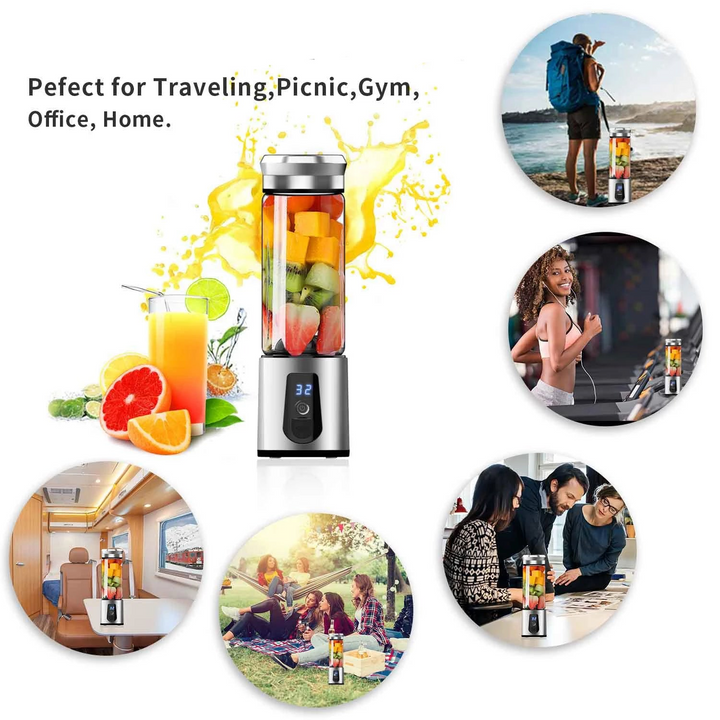 Portable Blender for Quick Juicing & Smoothies, USB Charging, BPA-Free Borosilicate Jar