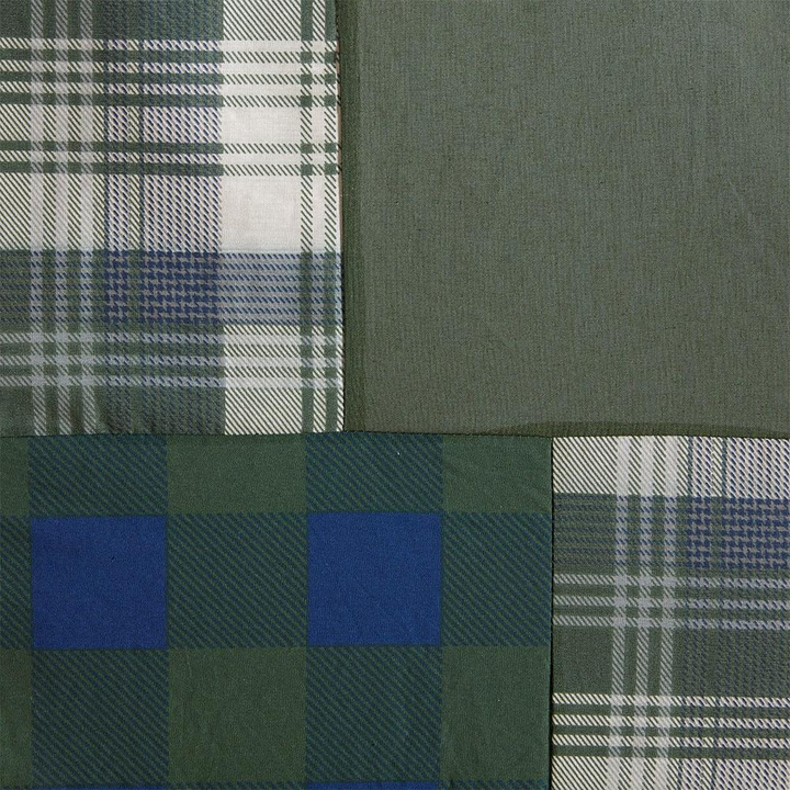 Woolrich Mill Creek Pieced Plaid Patchwork Shower Curtain - Green/Navy/Taupe, 72x72"