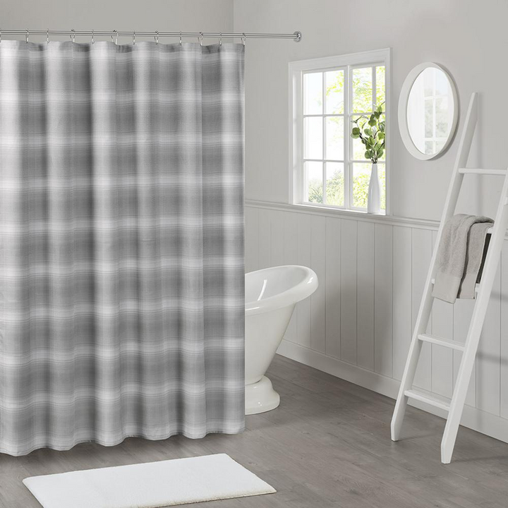 Madison Park Metro Woven Clipped Solid Shower Curtain - Sand