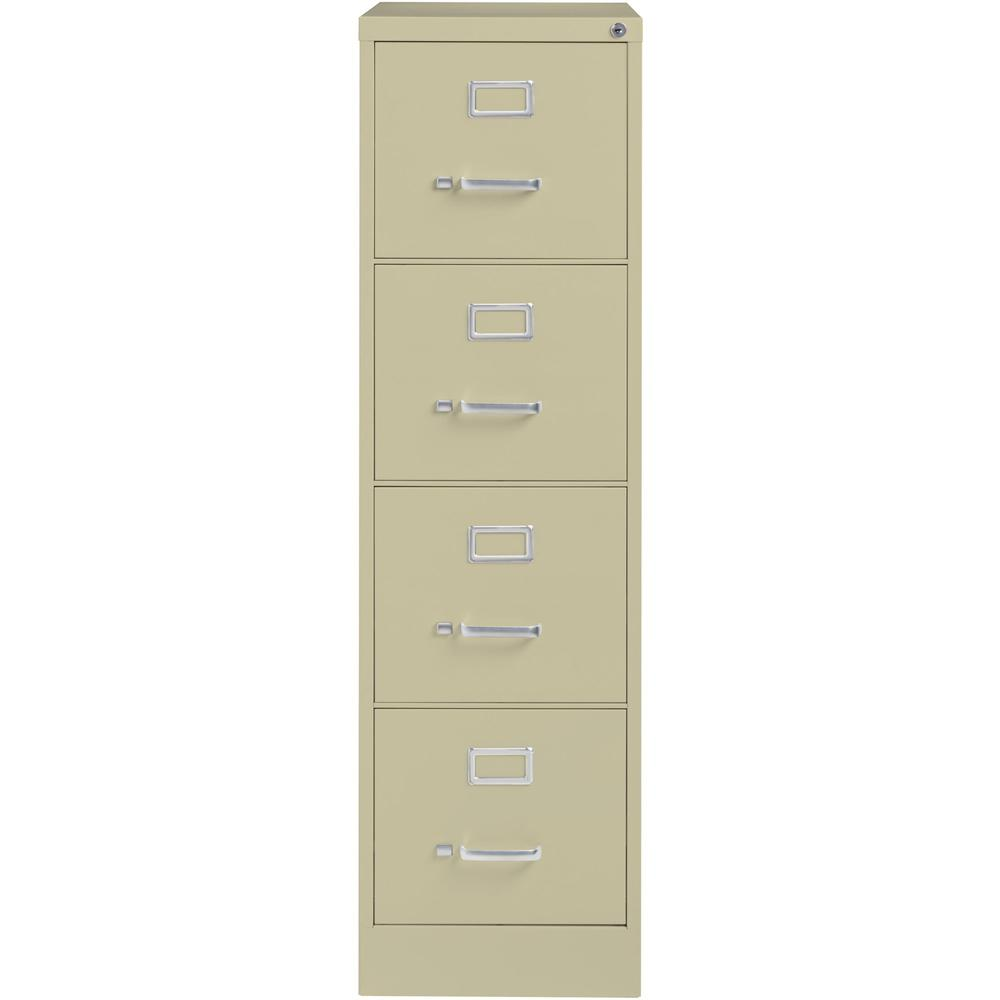 Lorell Vertical file - 4-Drawer - 15" x 26.5" x 52" - 4 x Drawer(s) for File - Letter - Vertical - Security Lock, Ball-bearing Suspension, Heavy Duty - Putty - Steel - Recycled