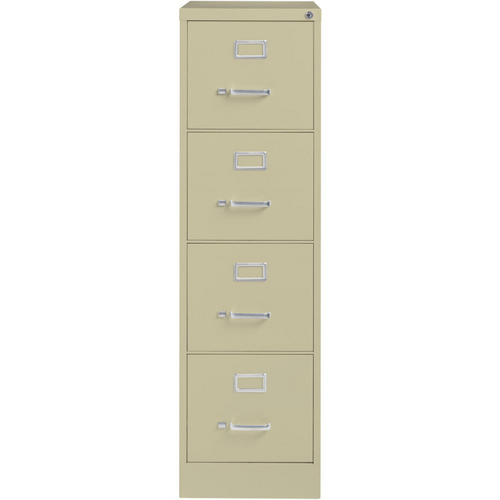 Lorell Vertical file - 4-Drawer - 15" x 26.5" x 52" - 4 x Drawer(s) for File - Letter - Vertical - Security Lock, Ball-bearing Suspension, Heavy Duty - Putty - Steel - Recycled