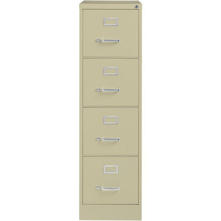 Lorell Vertical file - 4-Drawer - 15" x 26.5" x 52" - 4 x Drawer(s) for File - Letter - Vertical - Security Lock, Ball-bearing Suspension, Heavy Duty - Putty - Steel - Recycled