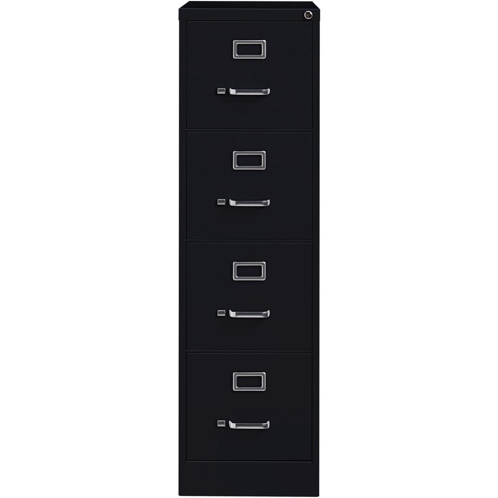 Lorell Vertical file - 4-Drawer - 15" x 26.5" x 52" - 4 x Drawer(s) for File - Letter - Vertical - Security Lock, Ball-bearing Suspension, Heavy Duty - Black - Steel - Recycled