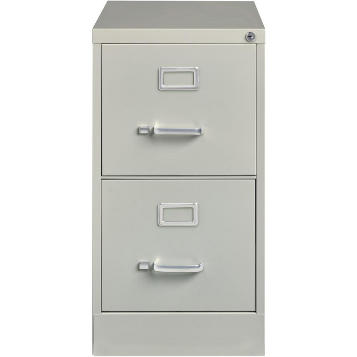 Lorell Vertical file - 2-Drawer - 15" x 25" x 28.4" - 2 x Drawer(s) for File - Letter - Vertical - Security Lock, Ball-bearing Suspension, Heavy Duty - Light Gray - Steel - Recycled