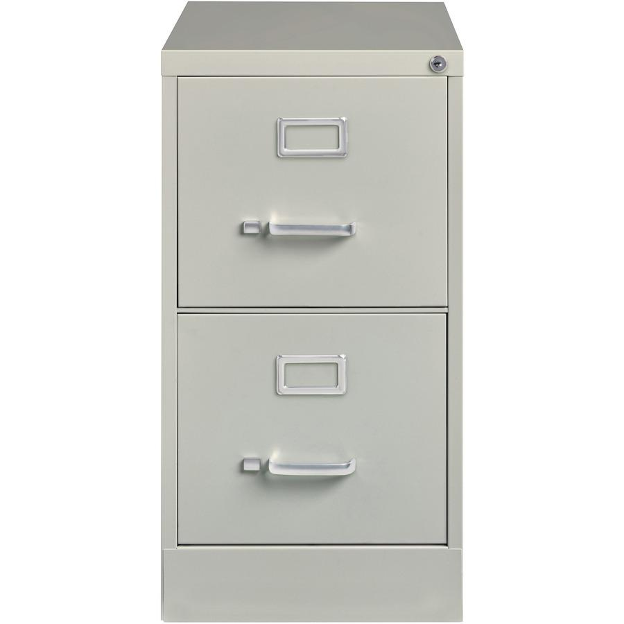 Lorell Vertical file - 2-Drawer - 15" x 25" x 28.4" - 2 x Drawer(s) for File - Letter - Vertical - Security Lock, Ball-bearing Suspension, Heavy Duty - Light Gray - Steel - Recycled