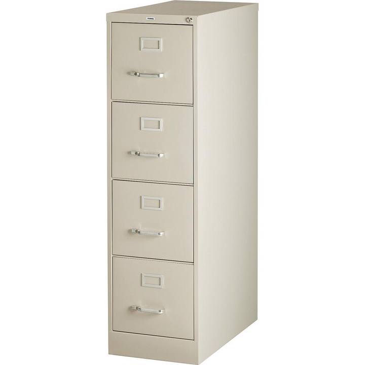 Lorell Vertical file - 4-Drawer - 15" x 26.5" x 52" - 4 x Drawer(s) for File - Letter - Vertical - Security Lock, Ball-bearing Suspension, Heavy Duty - Putty - Steel - Recycled