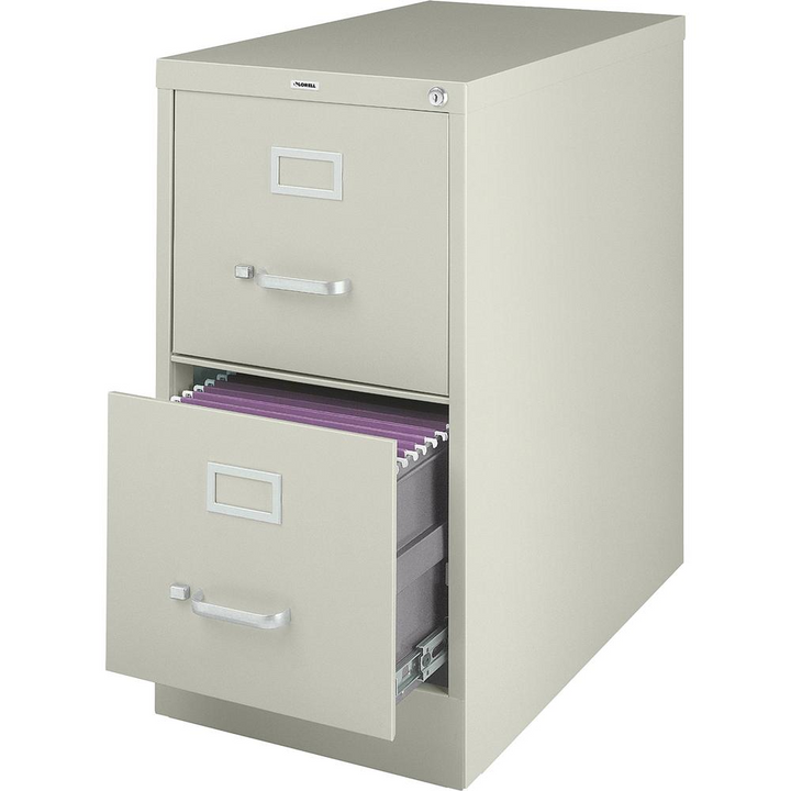 Lorell Vertical file - 2-Drawer - 15" x 25" x 28.4" - 2 x Drawer(s) for File - Letter - Vertical - Security Lock, Ball-bearing Suspension, Heavy Duty - Putty - Steel - Recycled