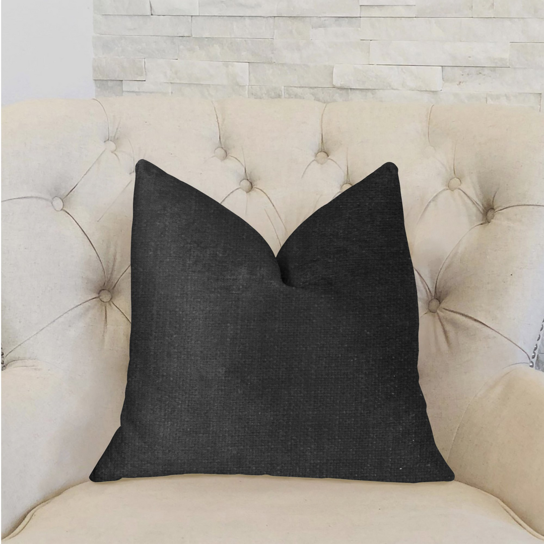 Luna Black Luxury Throw Pillow - Handmade Decorative Accent Pillow with Linen and Rayon Blend Fabric