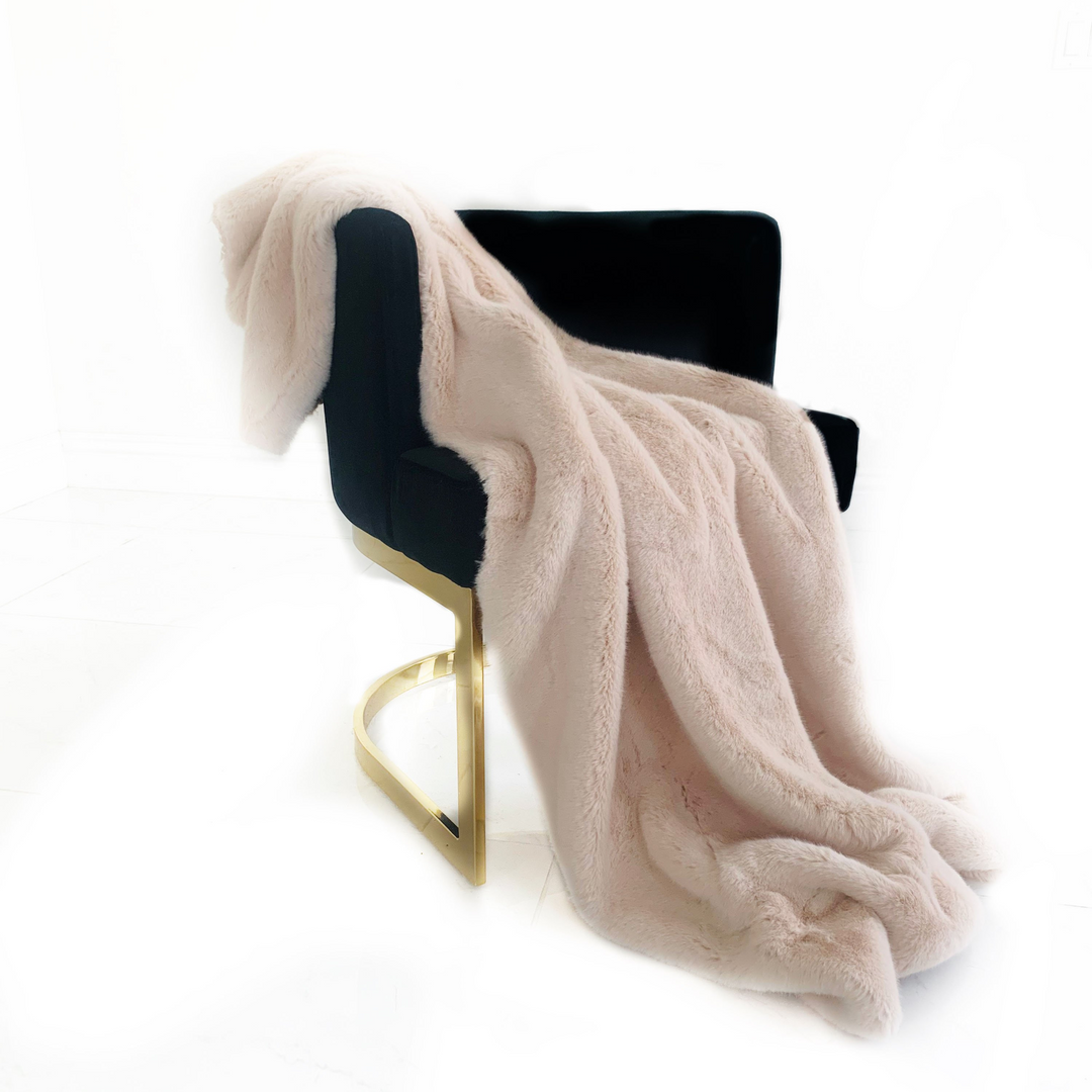 Plutus Taupe and Black - Plush Faux Fur: Luxury Throw Blanket