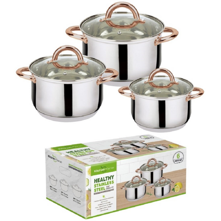 6-Piece Stainless Steel Casserole Set Pots and Lids…