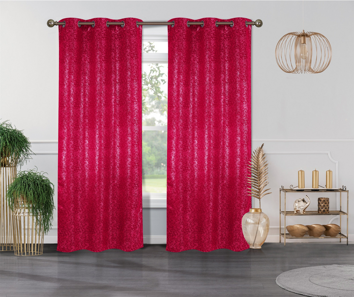 Cassie Metallic Textured Blackout Grommet Top Curtains - Set of 2 Panels