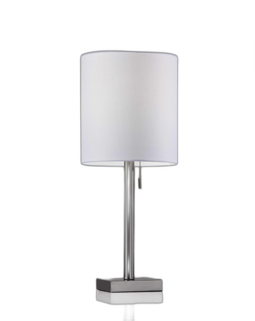 Modern Brushed Steel Metal Table Lamp with Textured Fabric Shade