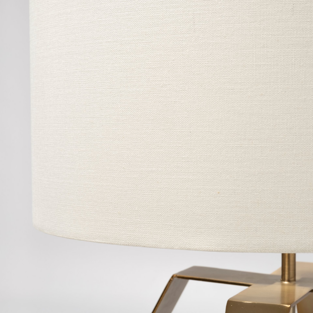 Modern Gold Geometric Table Lamp with White Fabric Lampshade