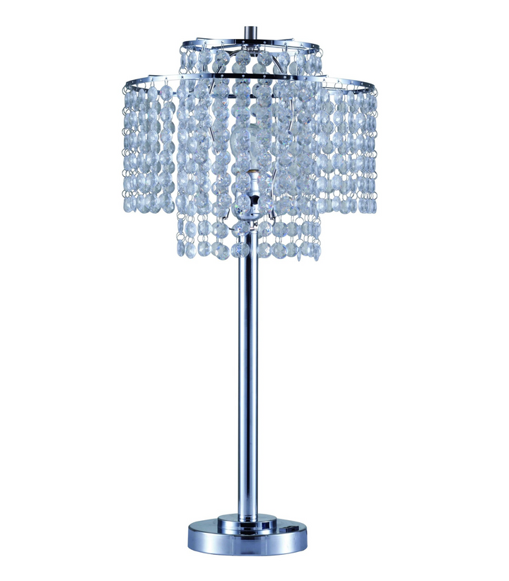 Luxurious 26" Silver Glam Two Tier Chandelier USB Table Lamp