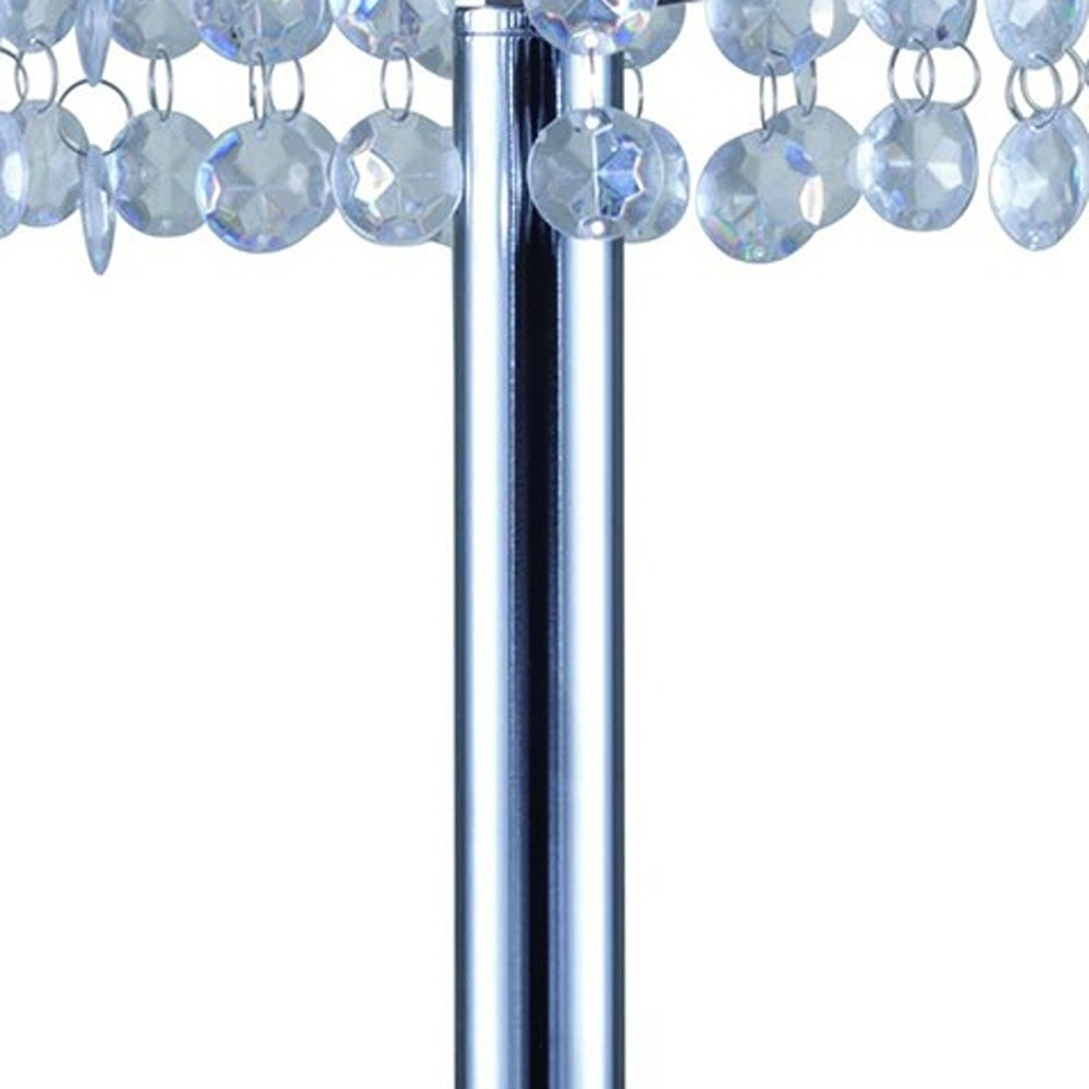 Luxurious 26" Silver Glam Two Tier Chandelier USB Table Lamp