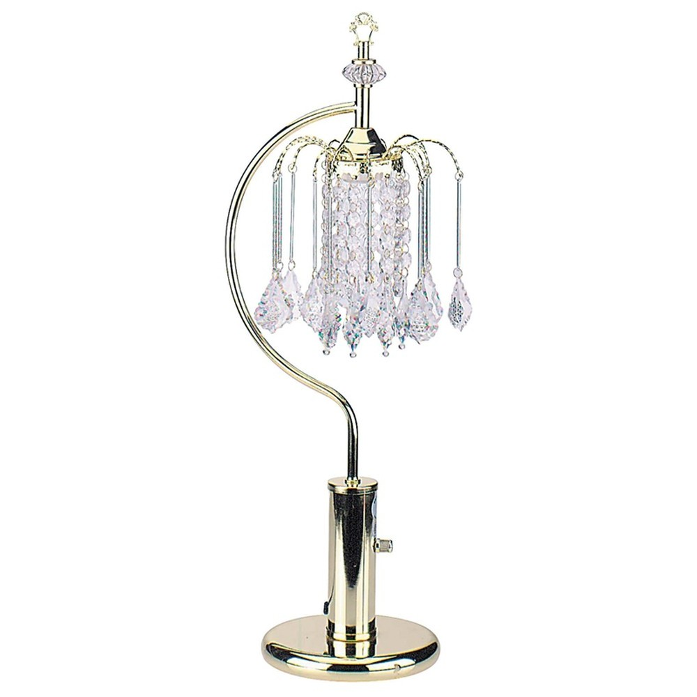 Elegant 27" Gold Metal Chandelier Faux Crystal Table Lamp