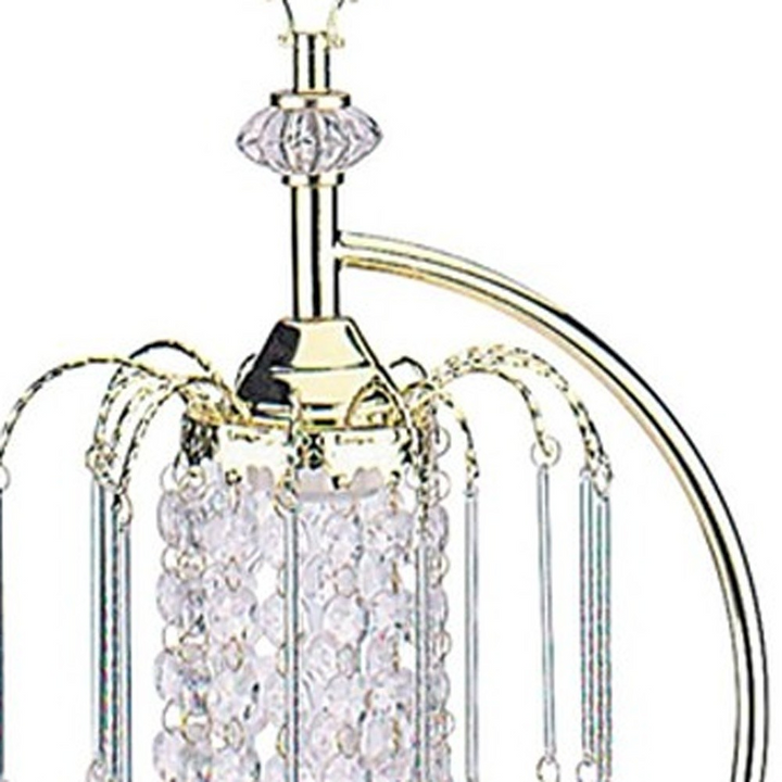 Elegant 27" Gold Metal Chandelier Faux Crystal Table Lamp