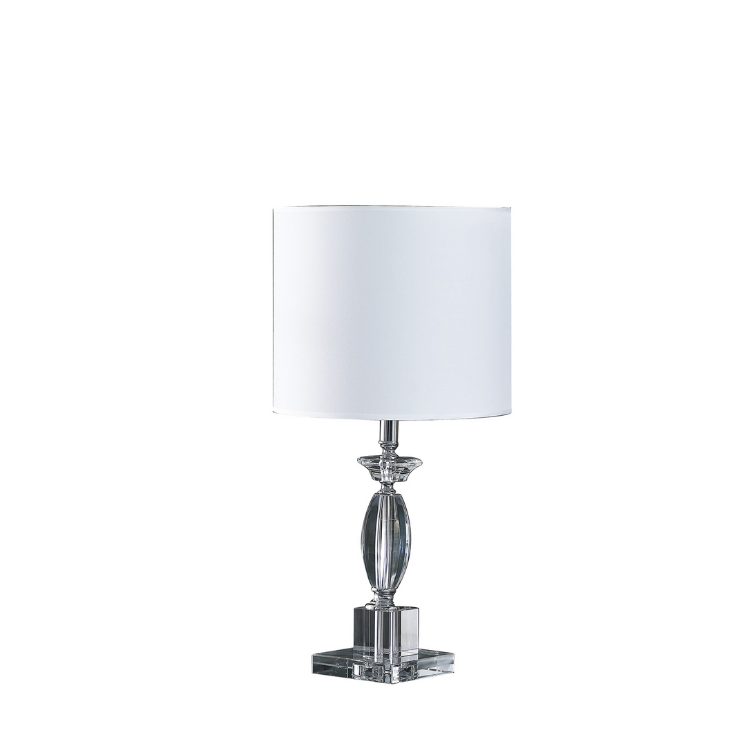 23" Silver Crystal Table Lamp with White Drum Shade