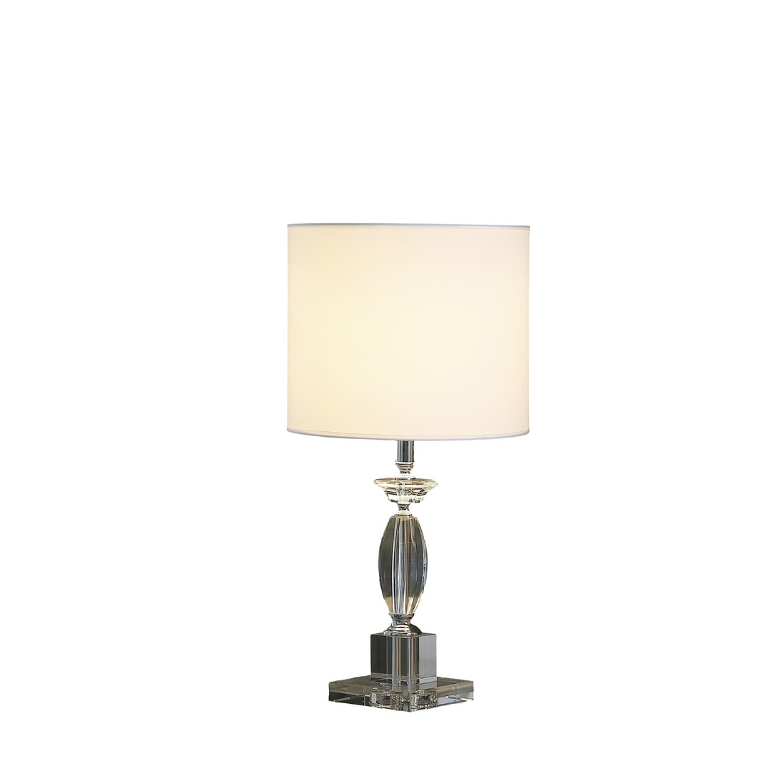 23" Silver Crystal Table Lamp with White Drum Shade