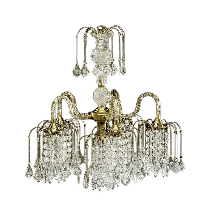 Luxurious Two Tier Crystal and Brass Hanging Chandelier Light