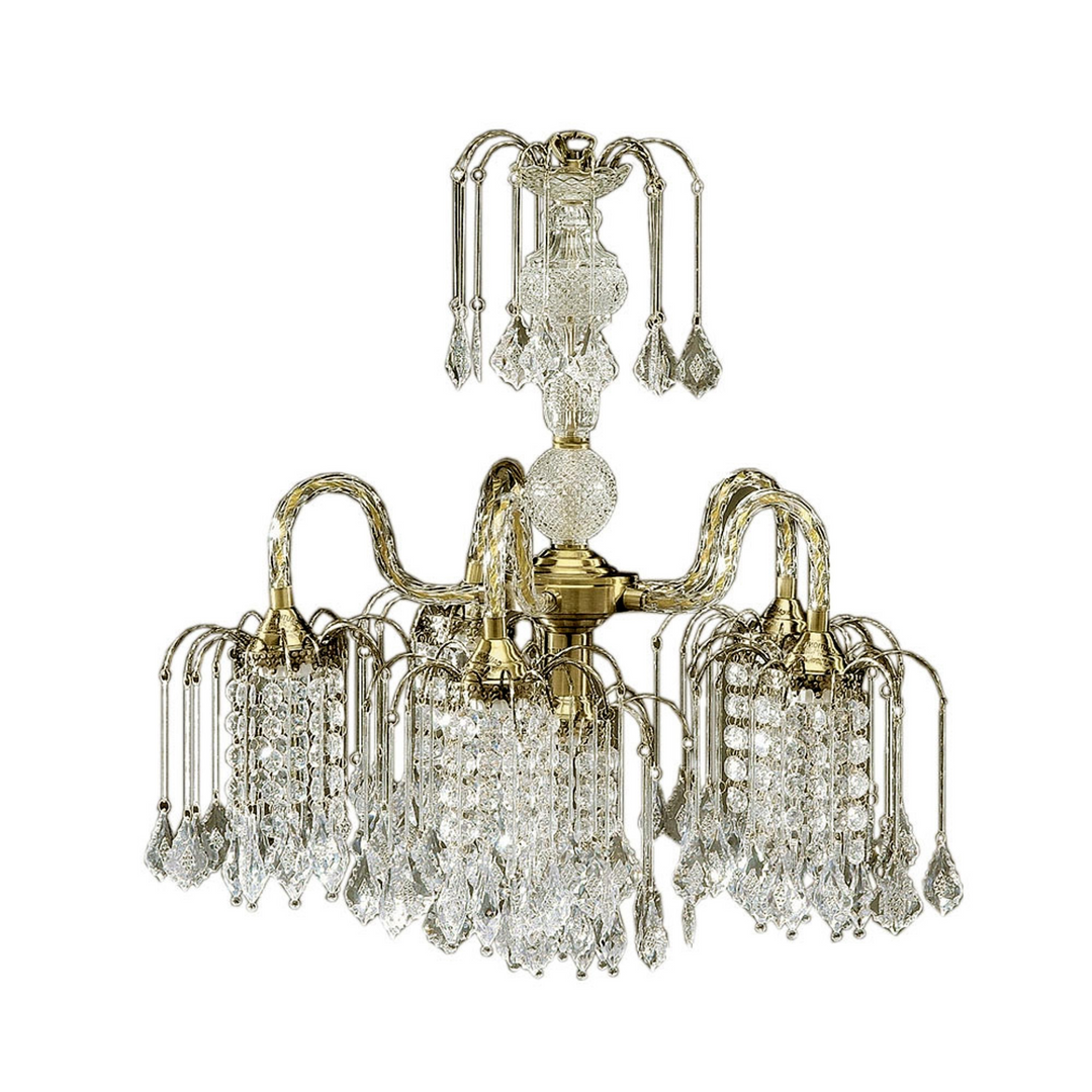 Luxurious Two Tier Crystal and Brass Hanging Chandelier Light