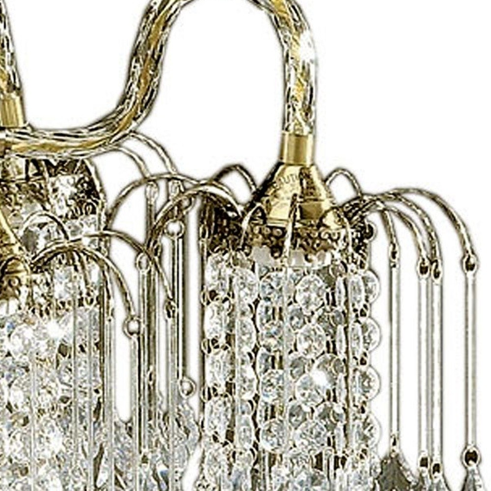 Luxurious Two Tier Crystal and Brass Hanging Chandelier Light