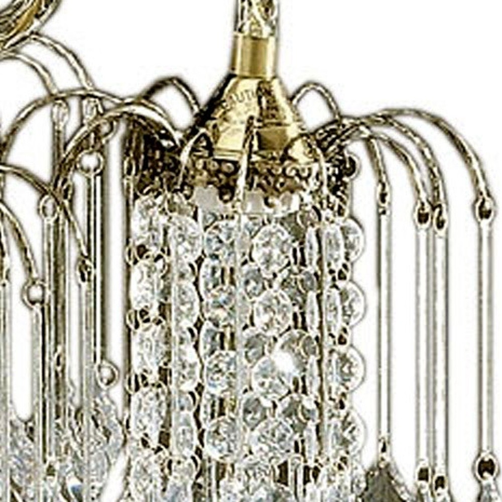 Luxurious Two Tier Crystal and Brass Hanging Chandelier Light