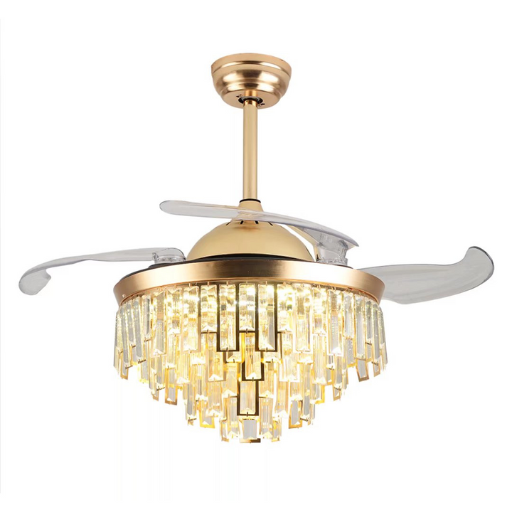 Luxurious Gold Crystal Chandelier Ceiling Fan