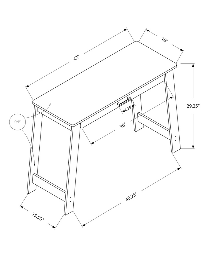 18" Brown Rectangular Computer Desk