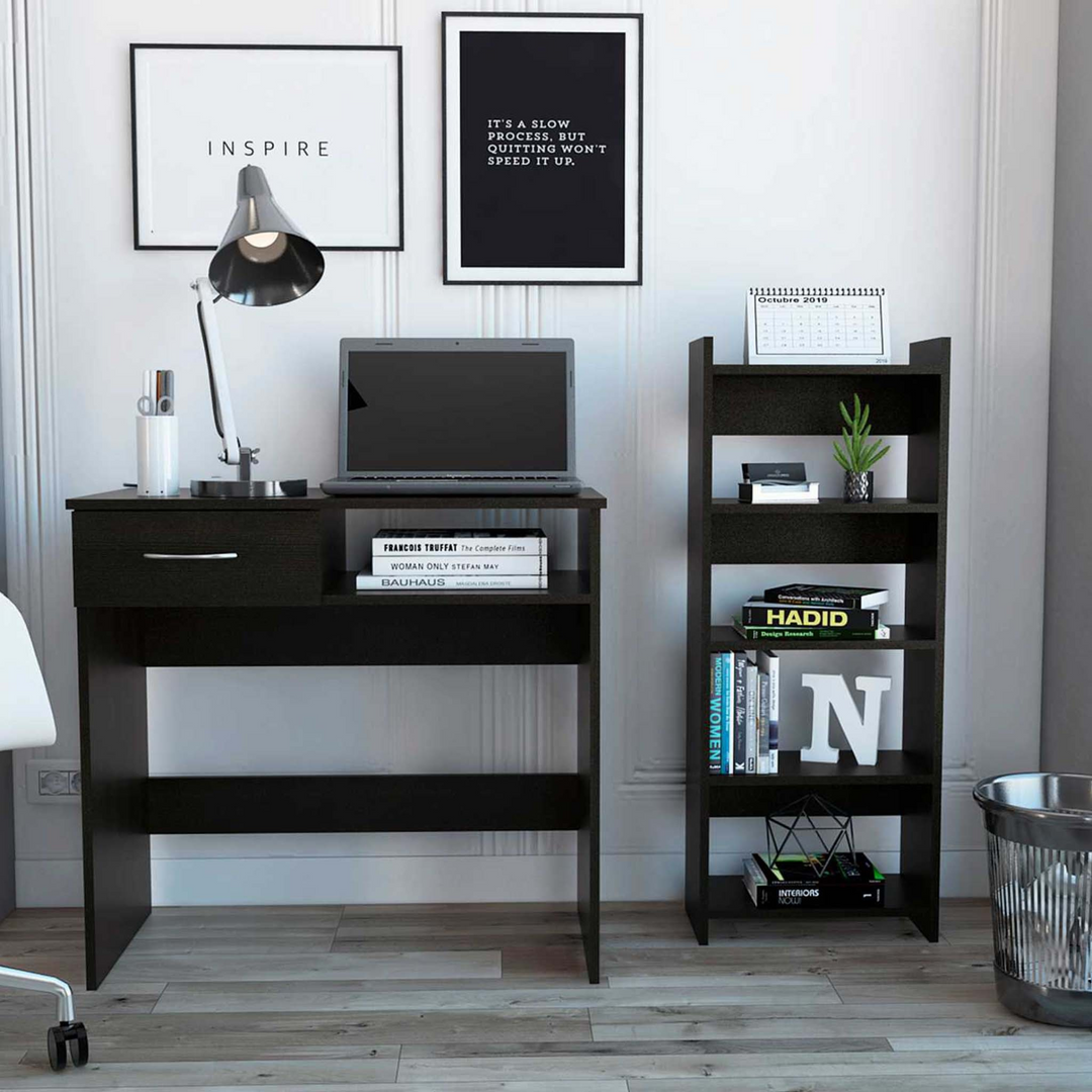 Mod Black Desk and Bookshelf Set - 42 Inch