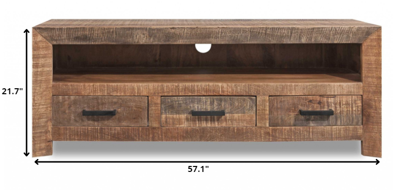 Contemporary Solid Wood 3-Drawer TV Stand and Media Console