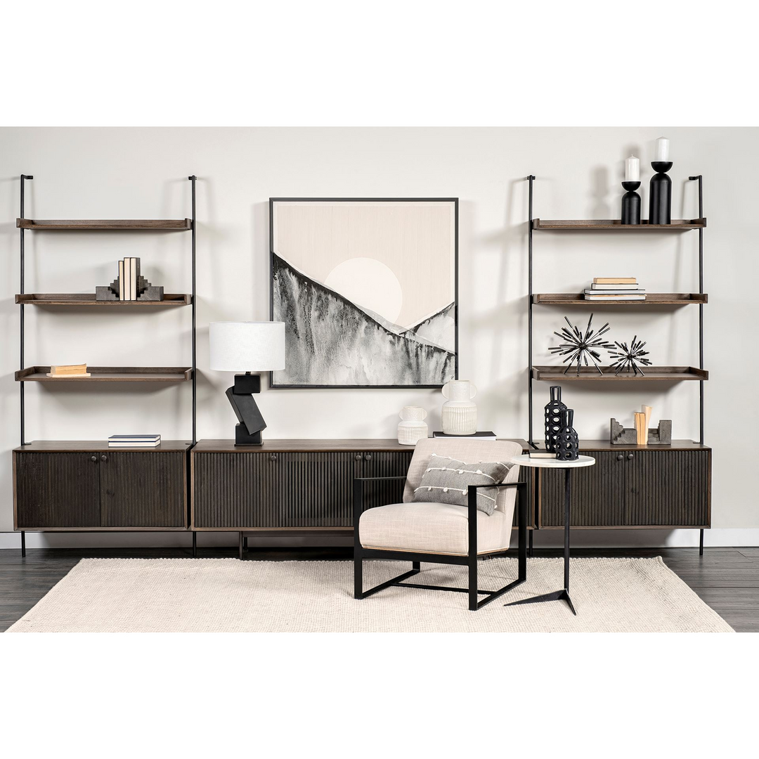 Medium Brown Mango Wood Finish TV Stand Media Console with 4 Shutter-Style Doors - Modern Media Cabinet