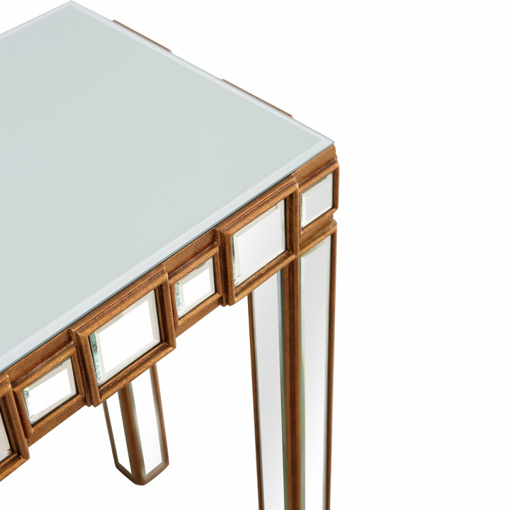 Contemporary Square Reflective Mirror Console Table