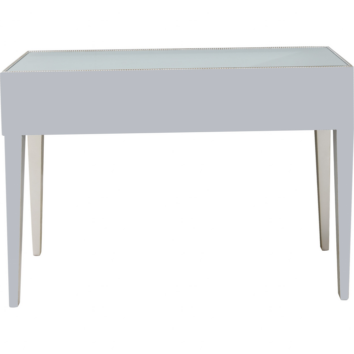Silver Beaded Console Table - Elegant Mirrored Design with Crystal Knobs